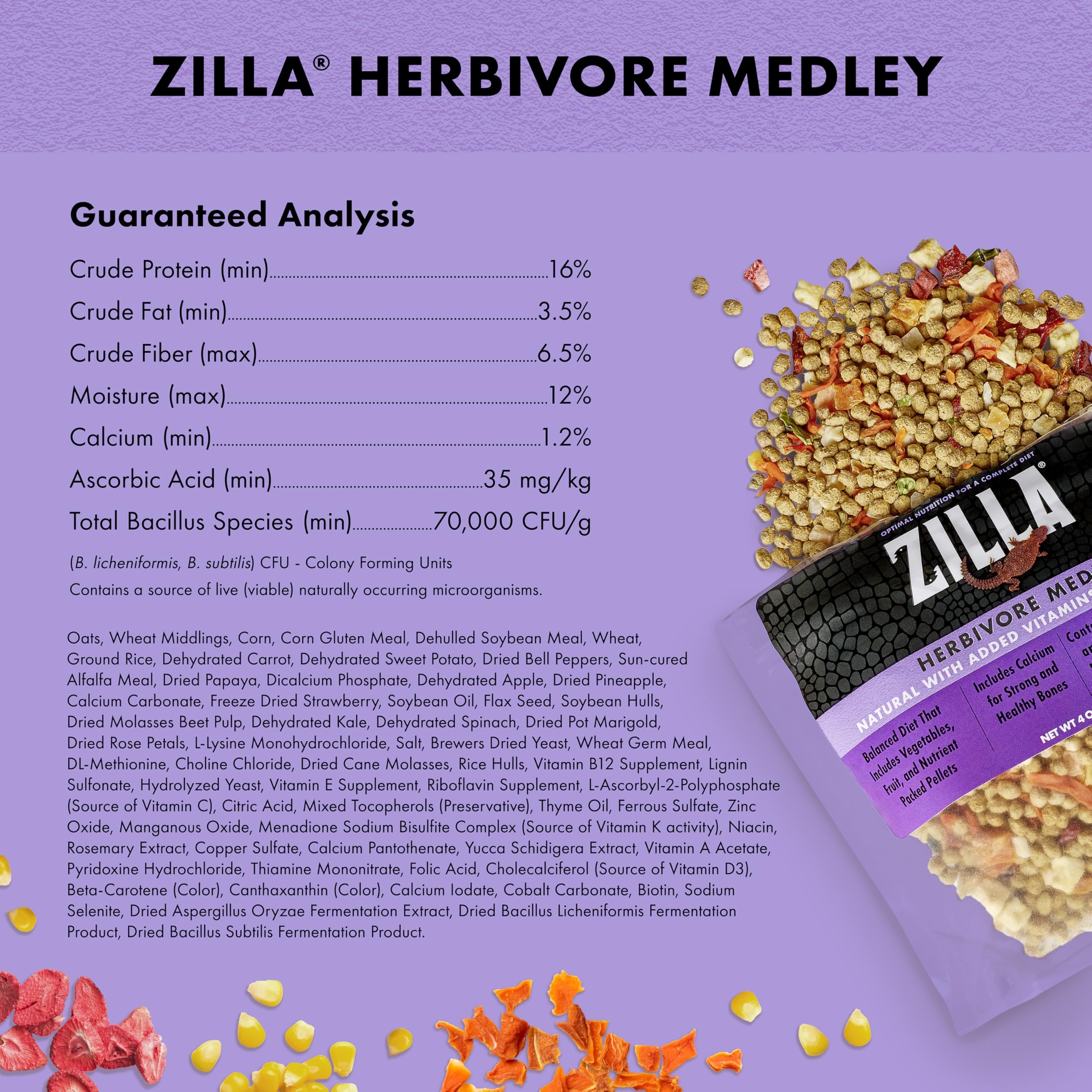 Zilla Pet Reptile Herbivore Food Medley Diet, 4 oz - Image 6